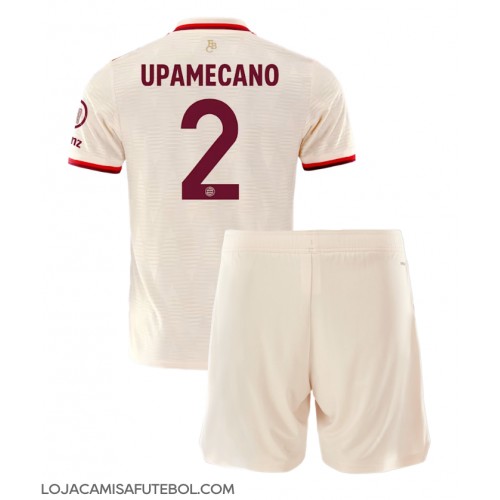 Camisa de Futebol Bayern Munich Dayot Upamecano #2 Equipamento Alternativo Infantil 2024-25 Manga Curta (+ Calças curtas)